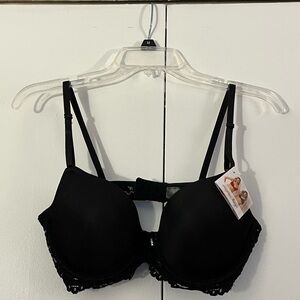 Smart & Sexy black underwire bra with lace band, size 36C, new NWT